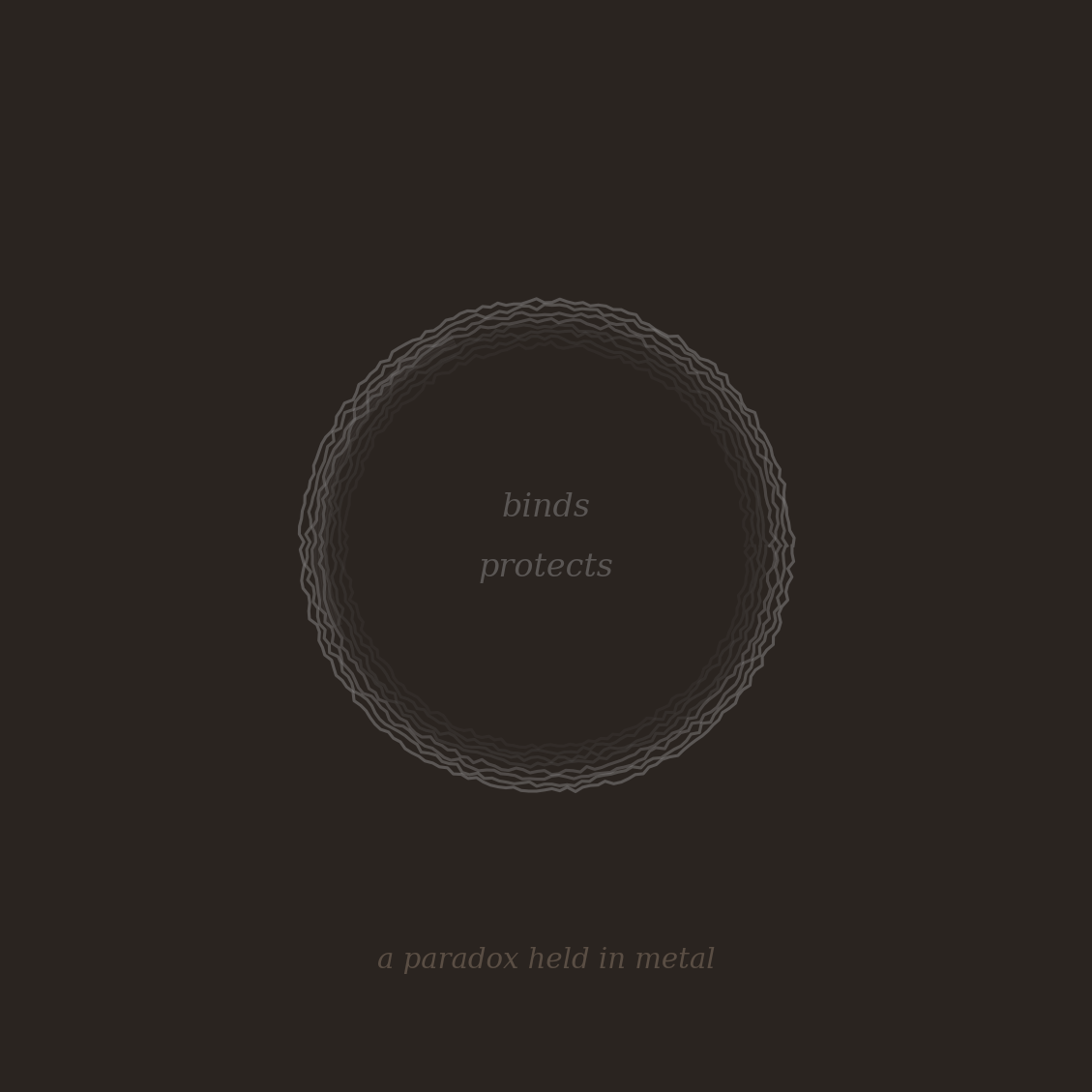 The kau — iron bangle on the bitan&rsquo;s wrist. It binds the shaman to the spirit and protects him from it simultaneously. The binding is the protection. A paradox held in metal.