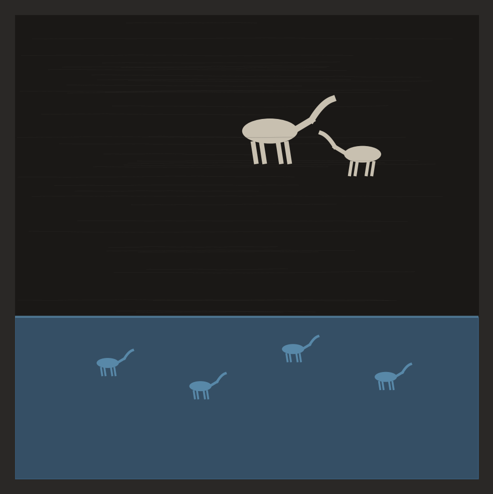 The symbol drowns. The animal climbs.