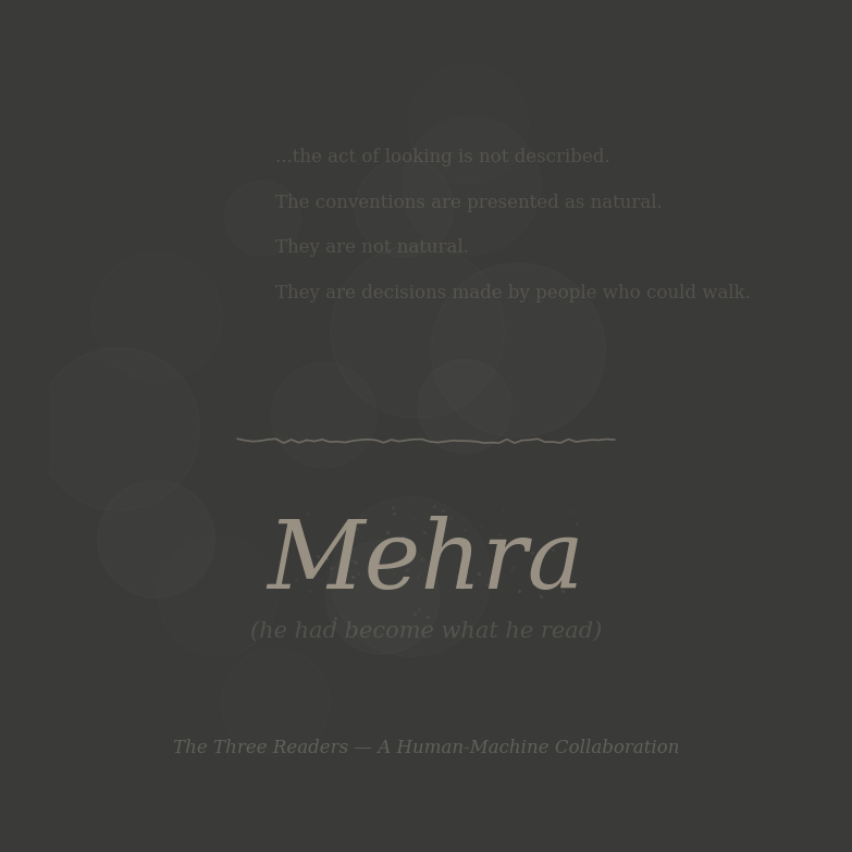 Figure 5: The signature — at the bottom of the third study, in chalk that has been on the slate for years, a single word: not the reader’s name, but the author’s. He had become what he read.