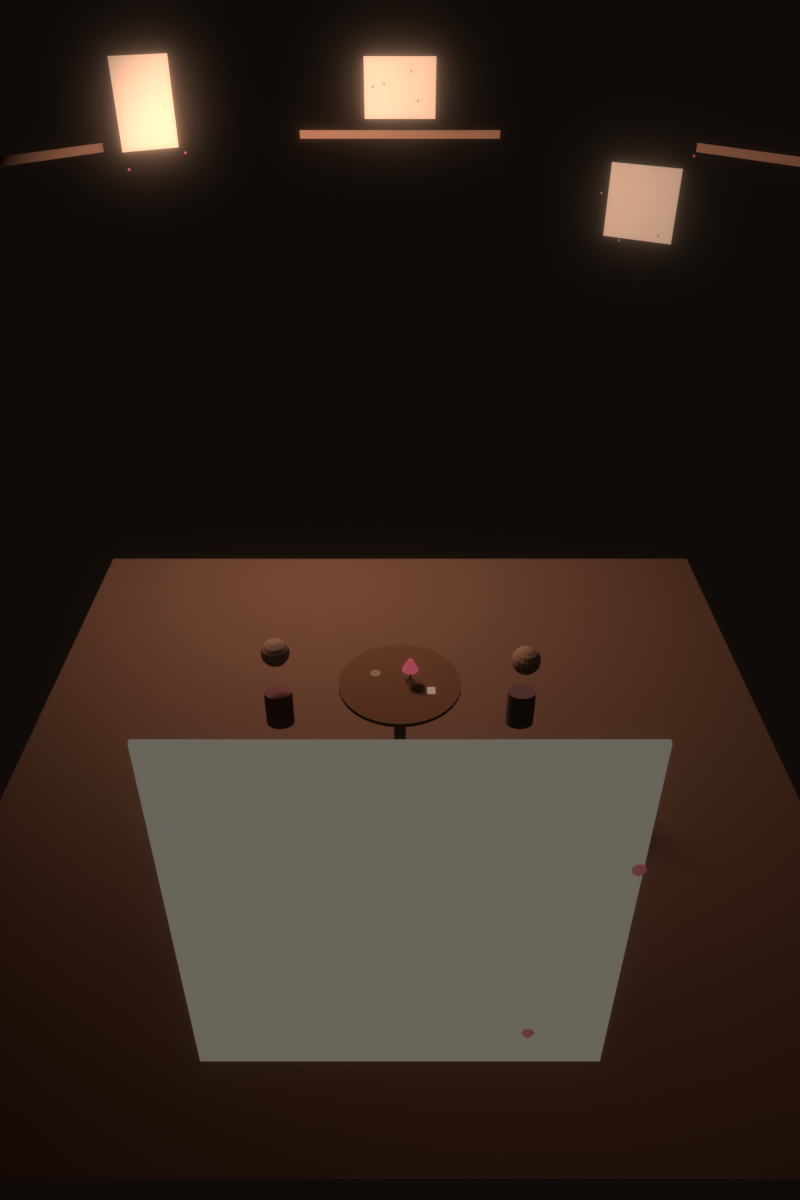 A round room seen from slightly above. Walls covered with flavour-maps — branching diagrams where X marks outnumber correct paths. A dark glass of wine catches a sliver of red light. The women look at each other, not at the maps.